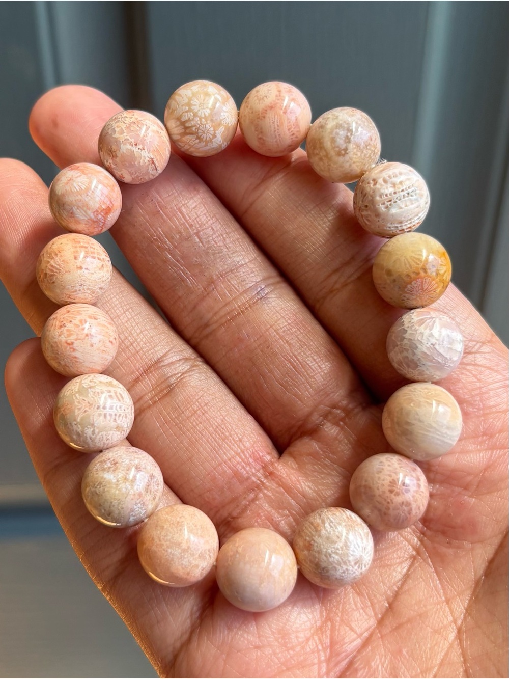Coral Jasper Crystal Bracelet 12.5mm